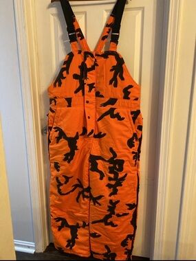 Men’s XL Field & Stream Brand Orange Camo  Hunting Overalls